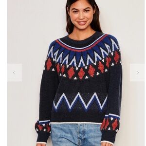 Sundry (Anthropologie) women’s Fairisle crew neck sweater in navy